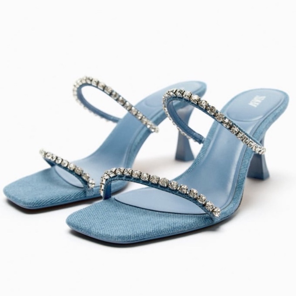 Zara denim heel sandals